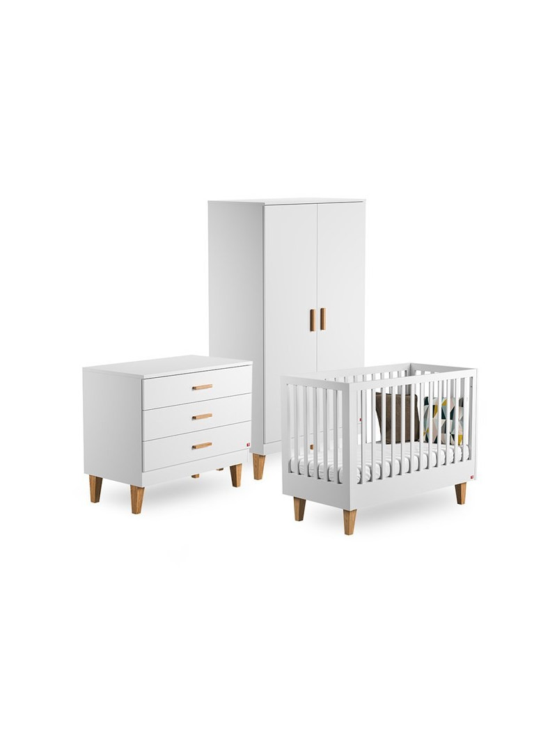 3 Piece Nursery Set with Cot 60x120 Lounge white - VOX