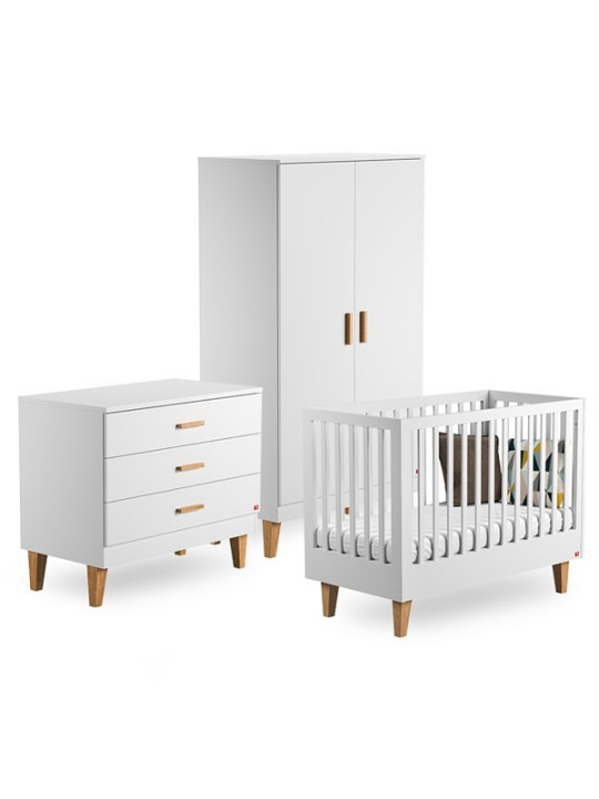 3 Piece Nursery Set with Cot 60x120 Lounge white - VOX