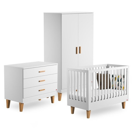 3 Piece Nursery Set with Cot 60x120 Lounge white - VOX