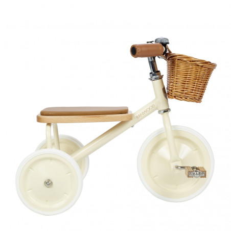 Trike con manico di spinta rimovibile crema - Banwood