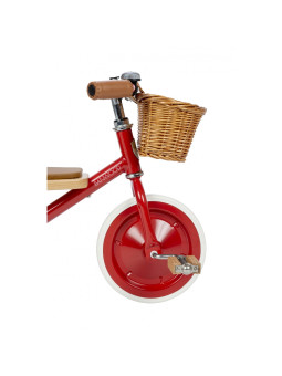 Triciclo con manico di spinta rimovibile rosso - Banwood