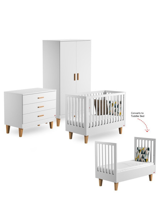3 Piece Nursery Set with Cot 70x140 Lounge white - VOX