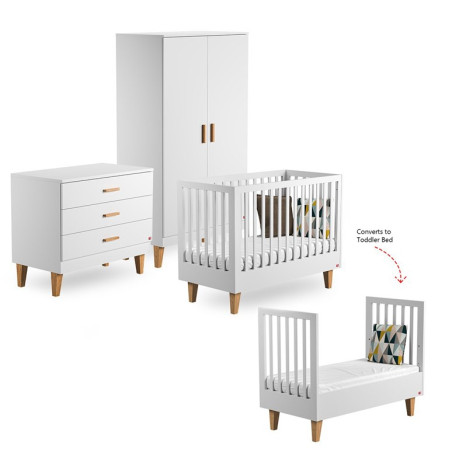 3 Piece Nursery Set with Cot 70x140 Lounge white - VOX