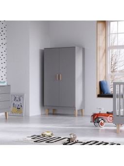 Cameretta completa 3 Pezzi con Culla 70x140 serie Lounge grigio chiaro - VOX