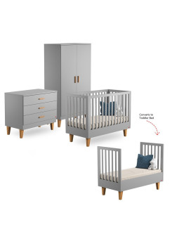 Cameretta completa 3 Pezzi con Culla 70x140 serie Lounge grigio chiaro - VOX