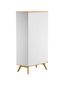 Guardaroba doppio in legno bianco e rovere massello collezione Nature di VOX