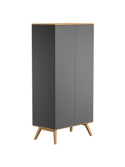 2 Door Wardrobe Nature collection by VOX in dark grey and solid oak wood