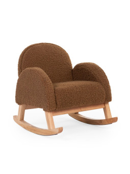 Sedia a dondolo per bambini marrone in tessuto teddy - Childhome