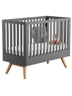 Crib for babies 60x120 in dark grey oak wood Nature collection by VO