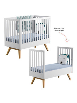 Crib for babies 70x140 convertible in bed in white oak wood Nature collection by VOX