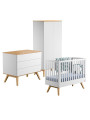 Complete 3-piece Children's Bedroom with Wardrobe, Chest of Drawers and Cot 60x120 in white wooden Nature collection by Vox