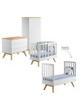 Complete 3-piece Children's Bedroom with Wardrobe, Chest of Drawers and Cot 70x140 in white wooden Nature collection by Vox