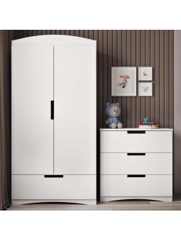 Cassettiera 3 cassetti per bimbi per la cameretta dei bambini in legno bianco collezione Classic by Kocot Kids