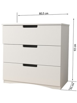 Cassettiera 3 cassetti per bimbi per la cameretta dei bambini in legno bianco collezione Classic by Kocot Kids