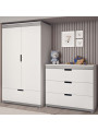 2-doors wardrobe for the Children's Bedroom in white MDF with drawer by Kocot Kids