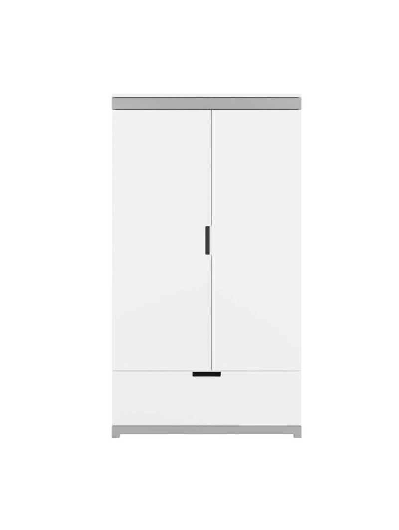 2-doors wardrobe for the Children's Bedroom in white MDF with drawer by Kocot Kids