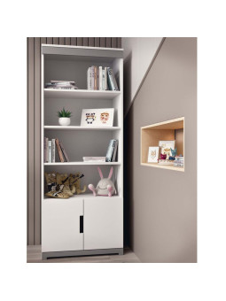 Libreria singola per bimbi per la cameretta dei bambini in legno bianco collezione Tomi by Kocot Kids
