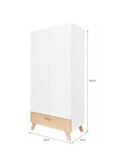 Armadio guardaroba per la cameretta dei Bambin in MDF Bianco Hoppa - by BellAmy