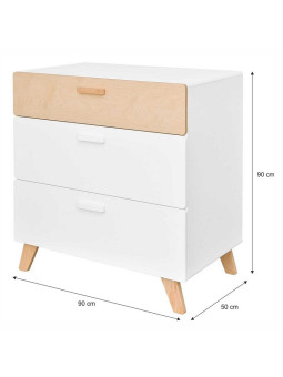 Cassettiera Comò con fasciatoio per la cameretta dei Bambin in MDF Bianco Hoppa - by BellAmy