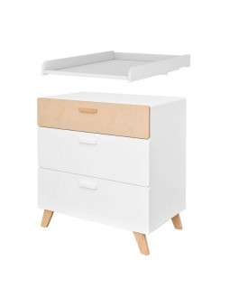 Cassettiera Comò con fasciatoio per la cameretta dei Bambin in MDF Bianco Hoppa - by BellAmy