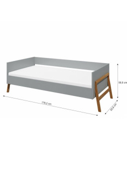 Lettino 80x18ì60 cm per la cameretta dei Bambini in legno grigio e rovere Lotta by BellAmy