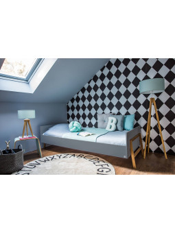 Lettino 80x18ì60 cm per la cameretta dei Bambini in legno grigio e rovere Lotta by BellAmy