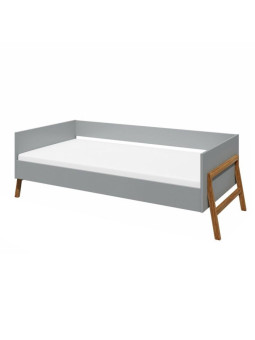 Lettino 80x18ì60 cm per la cameretta dei Bambini in legno grigio e rovere Lotta by BellAmy