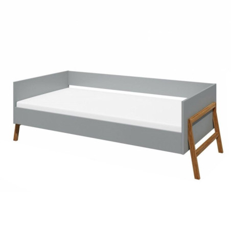 Lettino 80x18ì60 cm per la cameretta dei Bambini in legno grigio e rovere Lotta by BellAmy