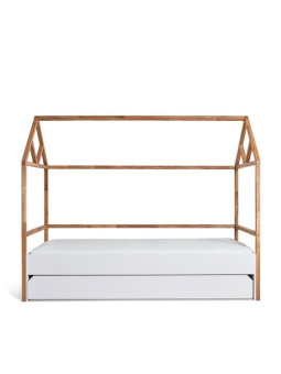 Lettino a forma di casetta 90x200 cm per la cameretta dei Bambini in legno bianco e rovere Lotta by BellAmy