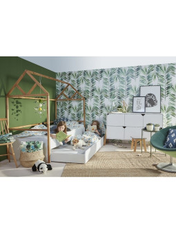 Lettino a forma di casetta 90x200 cm per la cameretta dei Bambini in legno bianco e rovere Lotta by BellAmy