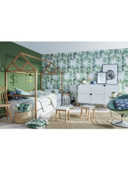 Lettino a forma di casetta 90x200 cm per la cameretta dei Bambini in legno bianco e rovere Lotta by BellAmy