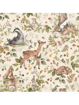 Wallpaper for Children's Room Cute Forest Animals light by Dekornik
