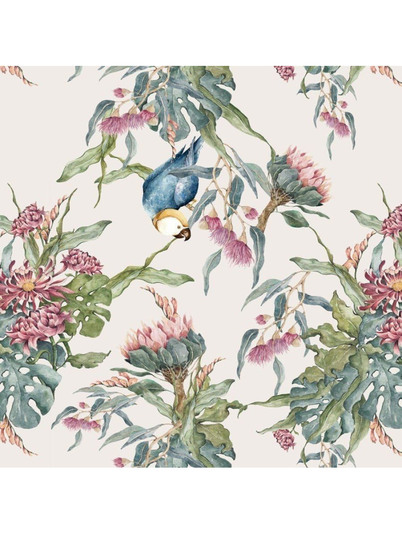 Carta da Parati Tappezzeria per Cameretta dei Bambini Tropical Parrots by Dekornik