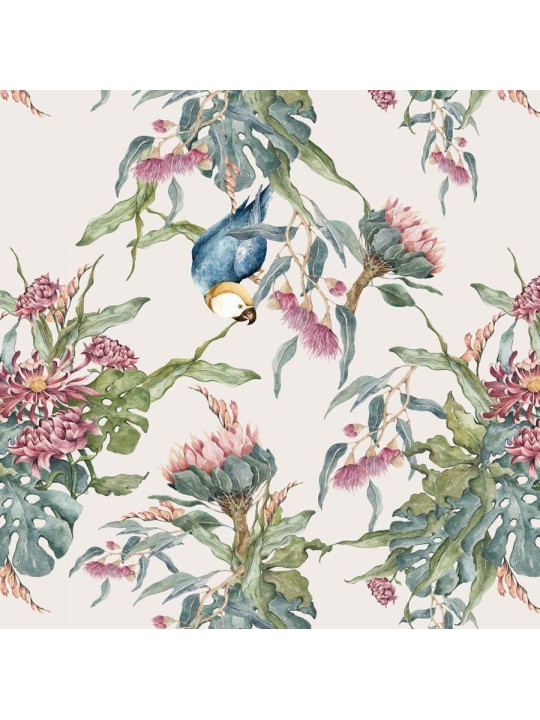 Carta da Parati Tappezzeria per Cameretta dei Bambini Tropical Parrots by Dekornik