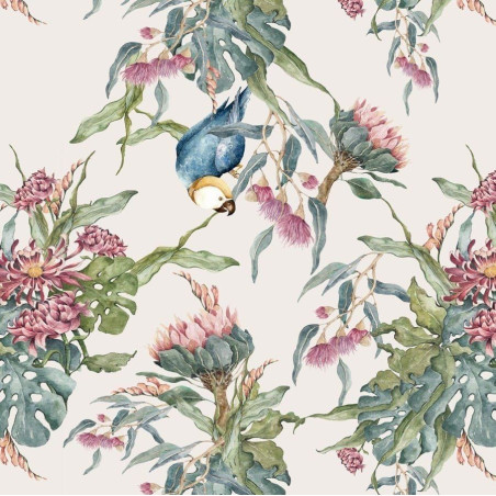 Carta da Parati Tappezzeria per Cameretta dei Bambini Tropical Parrots by Dekornik