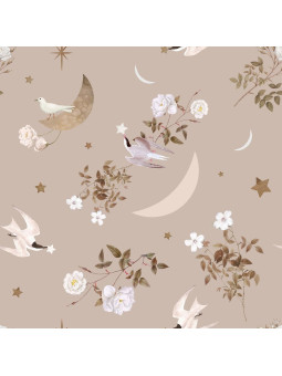 Carta da Parati Tappezzeria per Cameretta dei Bambini Birds In The Night Sky by Dekornik