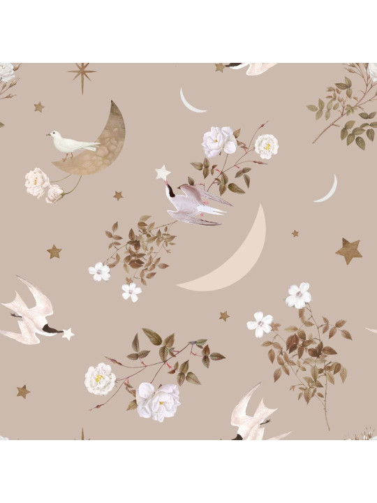 Wallpaper for Children's Room Birds In The Night Sky by Dekornik
