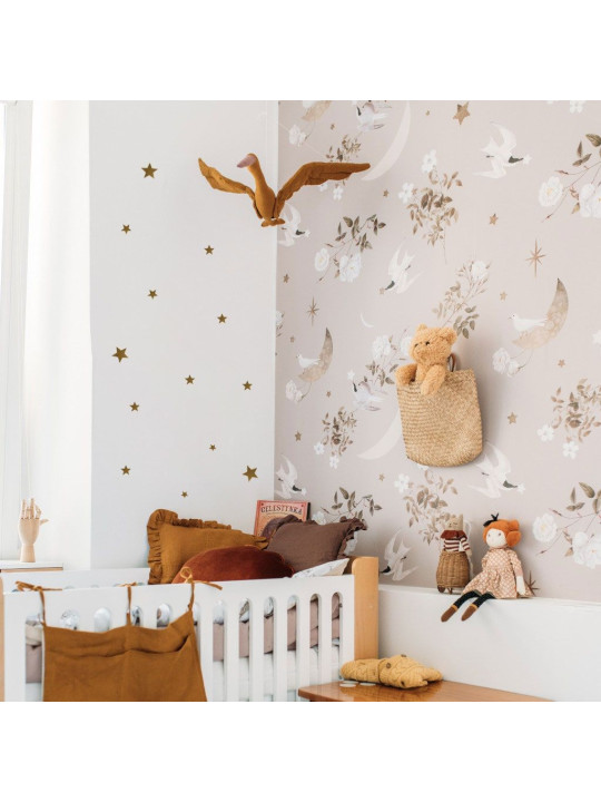 Wallpaper for Children's Room Birds In The Night Sky by Dekornik