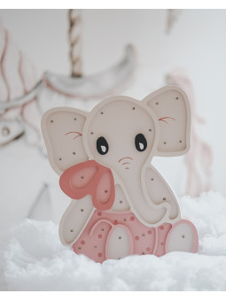 Wooden pink Elephant Lamp