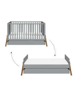 Culla evolutiva trasformabile in Lettino 80x140 cm per la cameretta dei Bambini in legno grigio e rovere Lotta by BellAmy