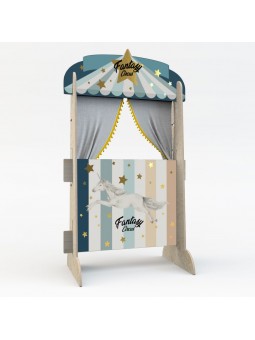 Wooden Children's Bookstand in the shape of a Fantasy Circus Blue!