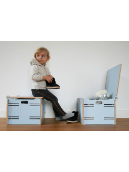 Colored wooden box for children - Wooden toy box also comfortable as a seat
