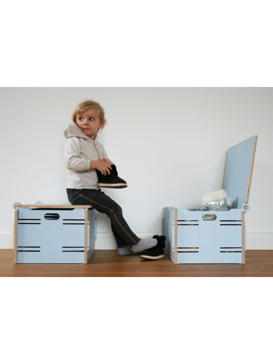 Colored wooden box for children - Wooden toy box also comfortable as a seat