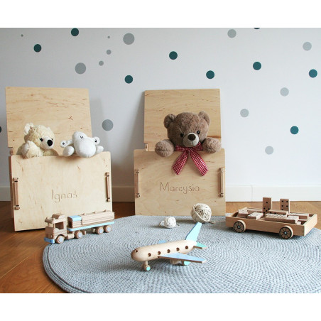 Colored wooden box for children - Wooden toy box also comfortable as a seat