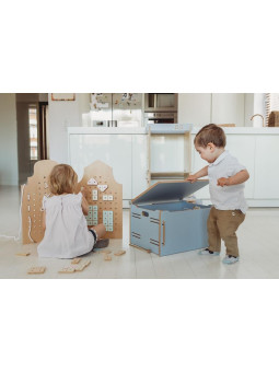 Colored wooden box for children - Wooden toy box also comfortable as a seat
