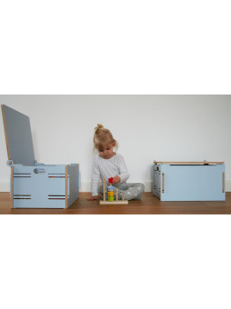 Colored wooden box for children - Wooden toy box also comfortable as a seat