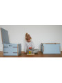 Colored wooden box for children - Wooden toy box also comfortable as a seat