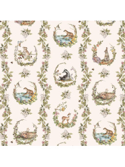 Carta da Parati Tappezzeria per Cameretta dei Bambini Animals in the Circles by Dekornik