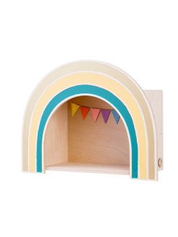 Rainbow shaped wooden shelf for children and bedrooms ideal for storing toys - "Dreamy" with boho colors