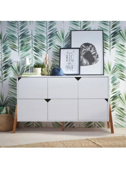 Cassettiera con 6 cassetti per la cameretta dei bambini in legno bianco e rovere Lotta by BellAmy
